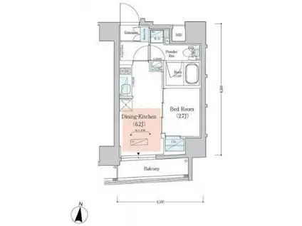 アーバネックス西新宿II(1DK/4階)の間取り写真