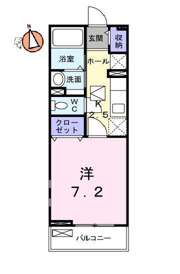 アイ・スマイル南島田(1K/1階)の間取り写真