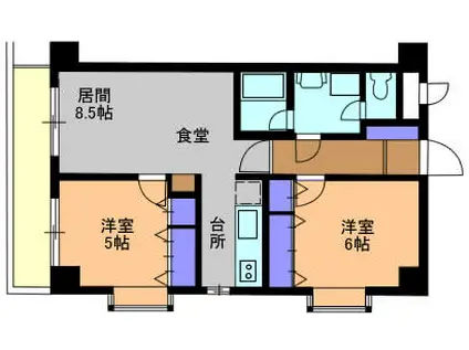 アライハウスII(2LDK/2階)の間取り写真