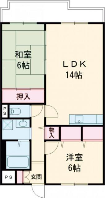 グリーン茨木(2LDK/6階)の間取り写真