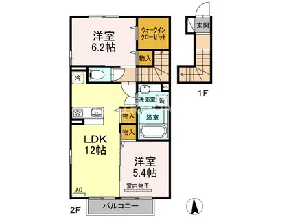 花笑み荘(2LDK/2階)の間取り写真