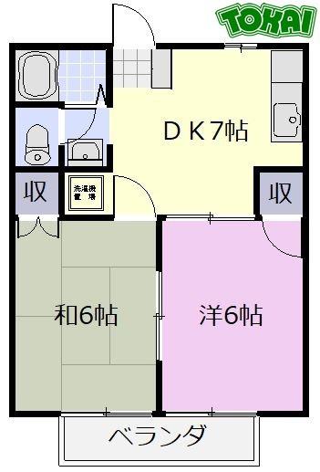 シーサイドII(2DK/1階)の間取り写真