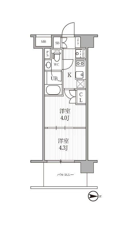 シーズンフラッツ木場(2K/8階)の間取り写真