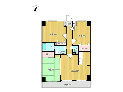 麻里布ガーデンプレイス(3LDK/5階)の間取り写真