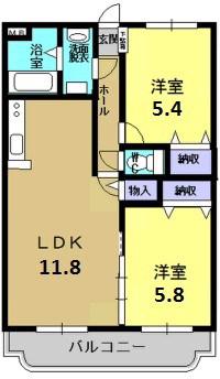 ユーミークレイン(2LDK/1階)の間取り写真