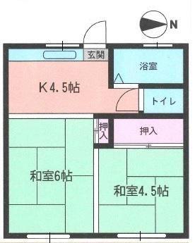 平塚市山下アパート(2K/2階)の間取り写真