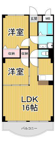 グランドゥール宝塚(2LDK/2階)の間取り写真