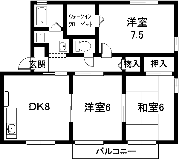 マイリトルタウン高師 弐番館(3DK/2階)の間取り写真