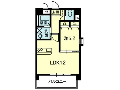 クレアはません通(1LDK/6階)の間取り写真