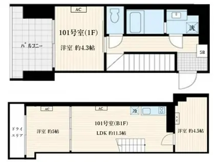SKULD神楽坂(3LDK/B1階)の間取り写真