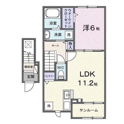 SORA(1LDK/2階)の間取り写真