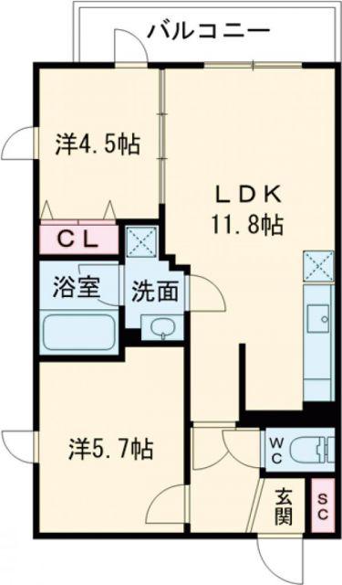 プレステージ14番館(2LDK/2階)の間取り写真