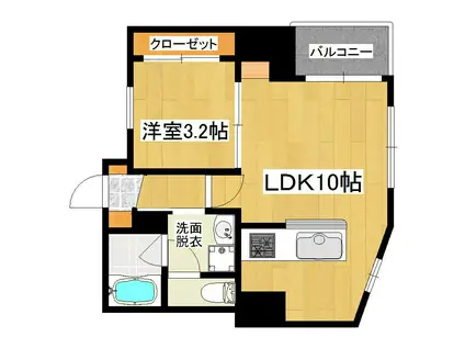 グランドゥール荒田(1LDK/9階)の間取り写真