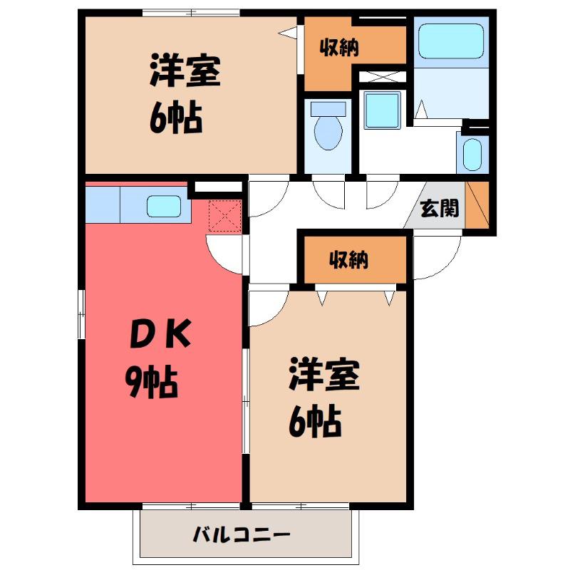 ポルトス元町B(2DK/2階)の間取り写真