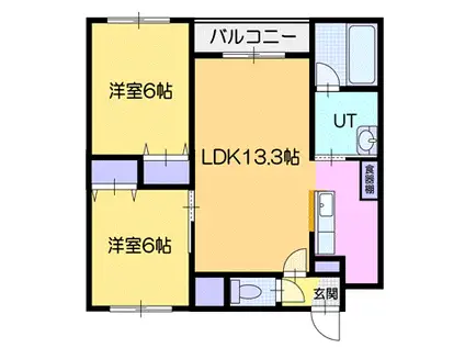 オルセー青葉町B(2LDK/3階)の間取り写真