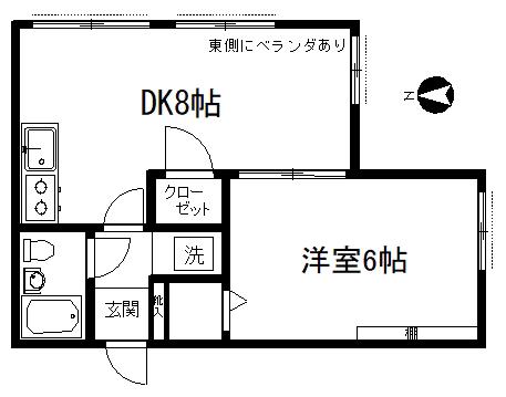 誠屋ビル(1DK/3階)の間取り写真