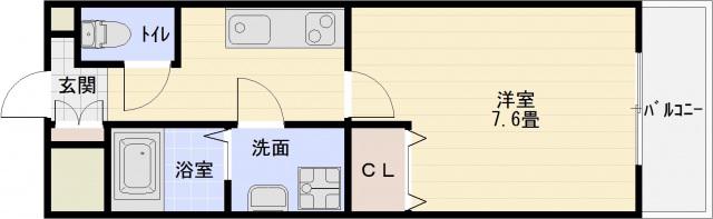 ルミエール久宝寺Ⅱ(1K/3階)の間取り写真