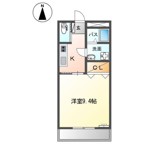プロニティー16(1K/2階)の間取り写真