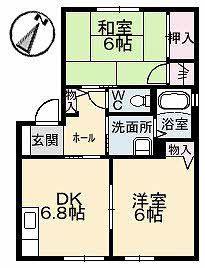 フレサリアB棟(2DK/1階)の間取り写真