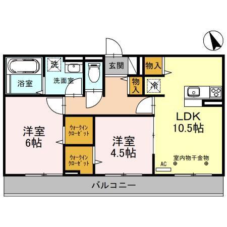 プランドール蒲生南町II(2LDK/2階)の間取り写真