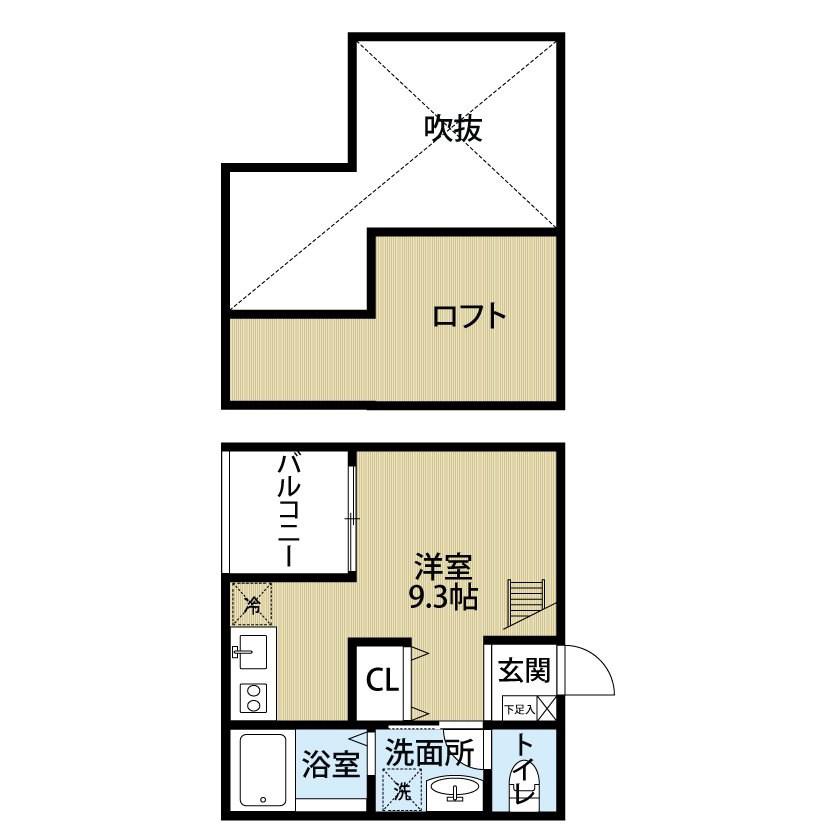 COCO STILE(1SK/2階)の間取り写真