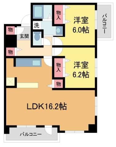 ファミール宝塚グランスイートタワー(2LDK/17階)の間取り写真