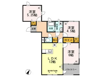 ベルミナ仙川(3LDK/2階)の間取り写真