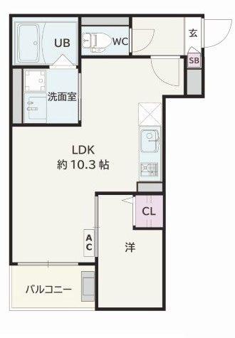 JACK HIGASHIOMIYAI(1LDK/2階)の間取り写真