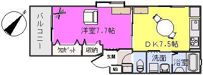 セントヴィラージュ(1DK/3階)の間取り写真