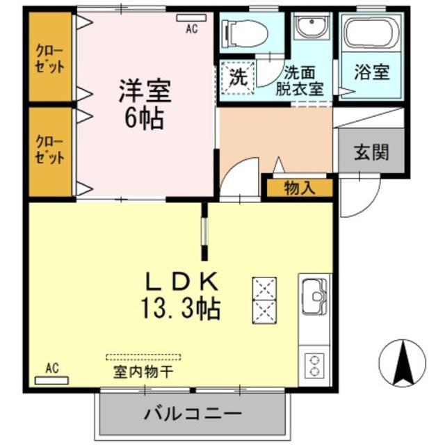 セブンワンテン B(1LDK/2階)の間取り写真
