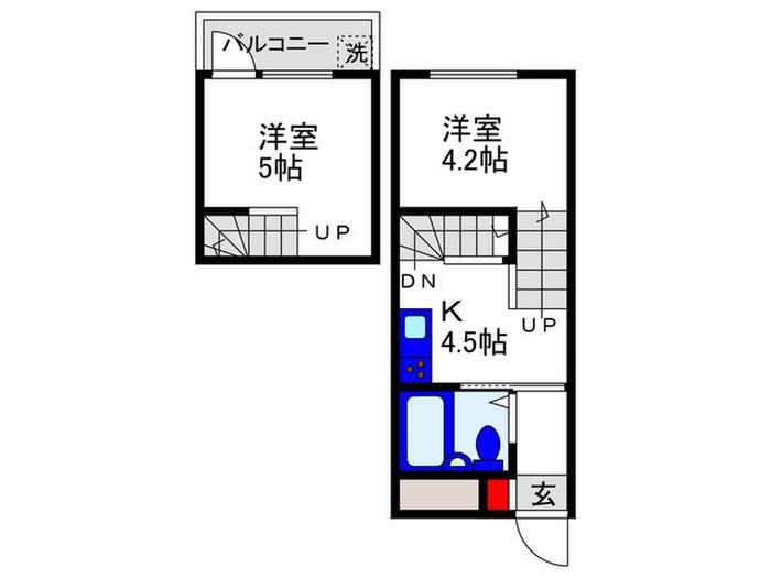 サンパレス21豊中(2K/1階)の間取り写真