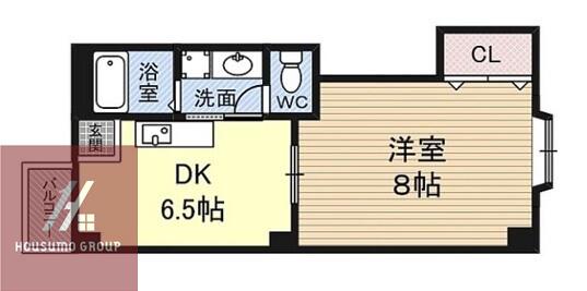 グランドゥール(1DK/5階)の間取り写真