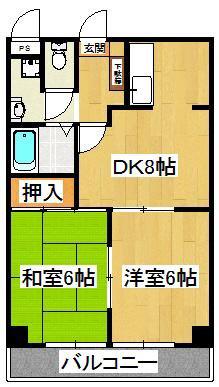 セゾン西船(2DK/3階)の間取り写真