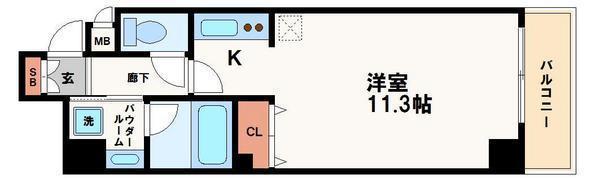 アビテ北御堂(ワンルーム/3階)の間取り写真