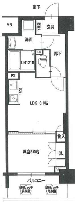大拓ハイツ22(1LDK/7階)の間取り写真