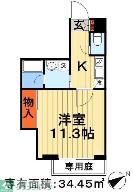エスエスハイツ市川(1K/1階)の間取り写真