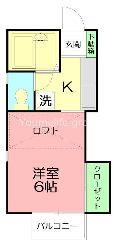 ハイツK(1K/2階)の間取り写真