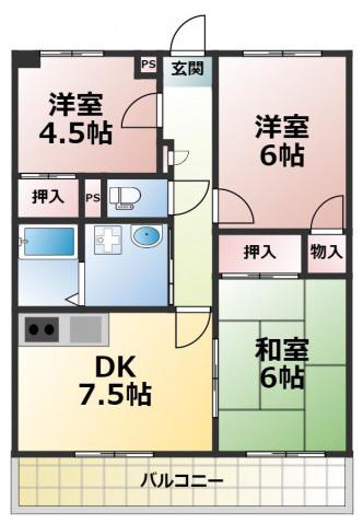 サンローズ吉田(3DK/8階)の間取り写真