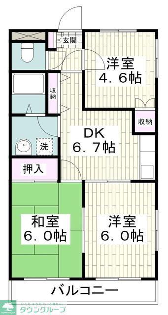 ロジュマンII(3DK/1階)の間取り写真