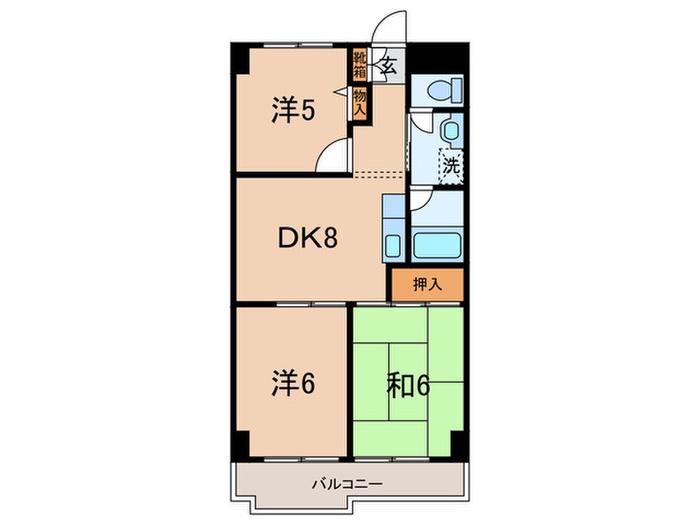 エステートピア山崎C(3DK/3階)の間取り写真