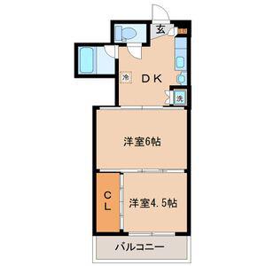 シャングリラ大和町(2DK/1階)の間取り写真