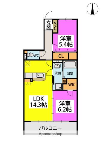テラフォルトゥーナ(2LDK/3階)の間取り写真