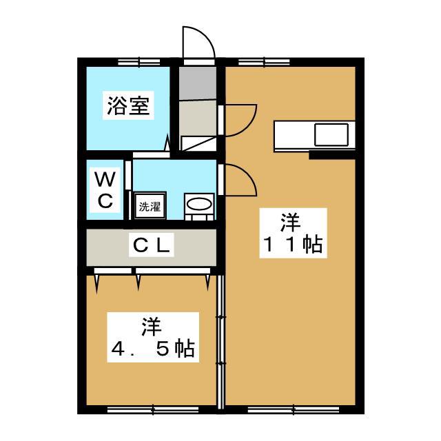 リバーサイドハイツ(1LDK/1階)の間取り写真