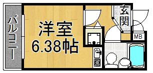 ベルトピア西宮(1K/3階)の間取り写真