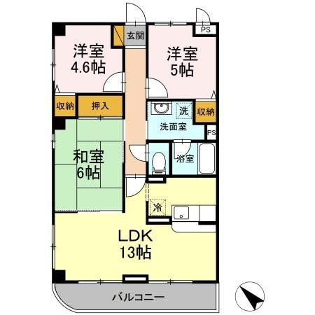 メルベーユアズール(3LDK/2階)の間取り写真