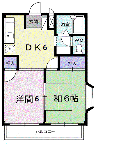 セジュール(2DK/2階)の間取り写真