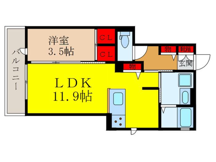 FORESTA COLLINA(1LDK/2階)の間取り写真