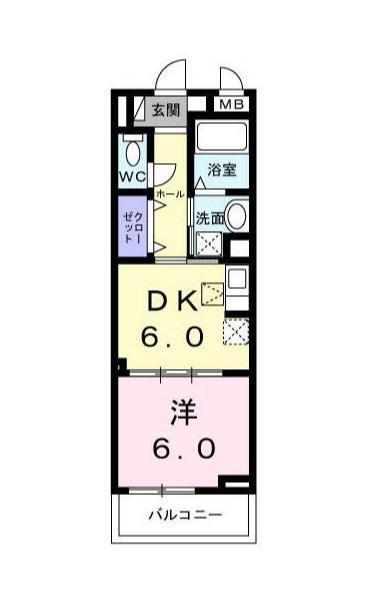 ボワ リュネール(1DK/1階)の間取り写真