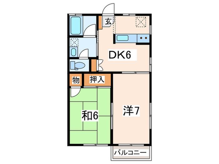 岩崎ハイツ(2DK/2階)の間取り写真