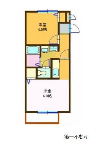 サンライフ・アイA棟(2K/2階)の間取り写真